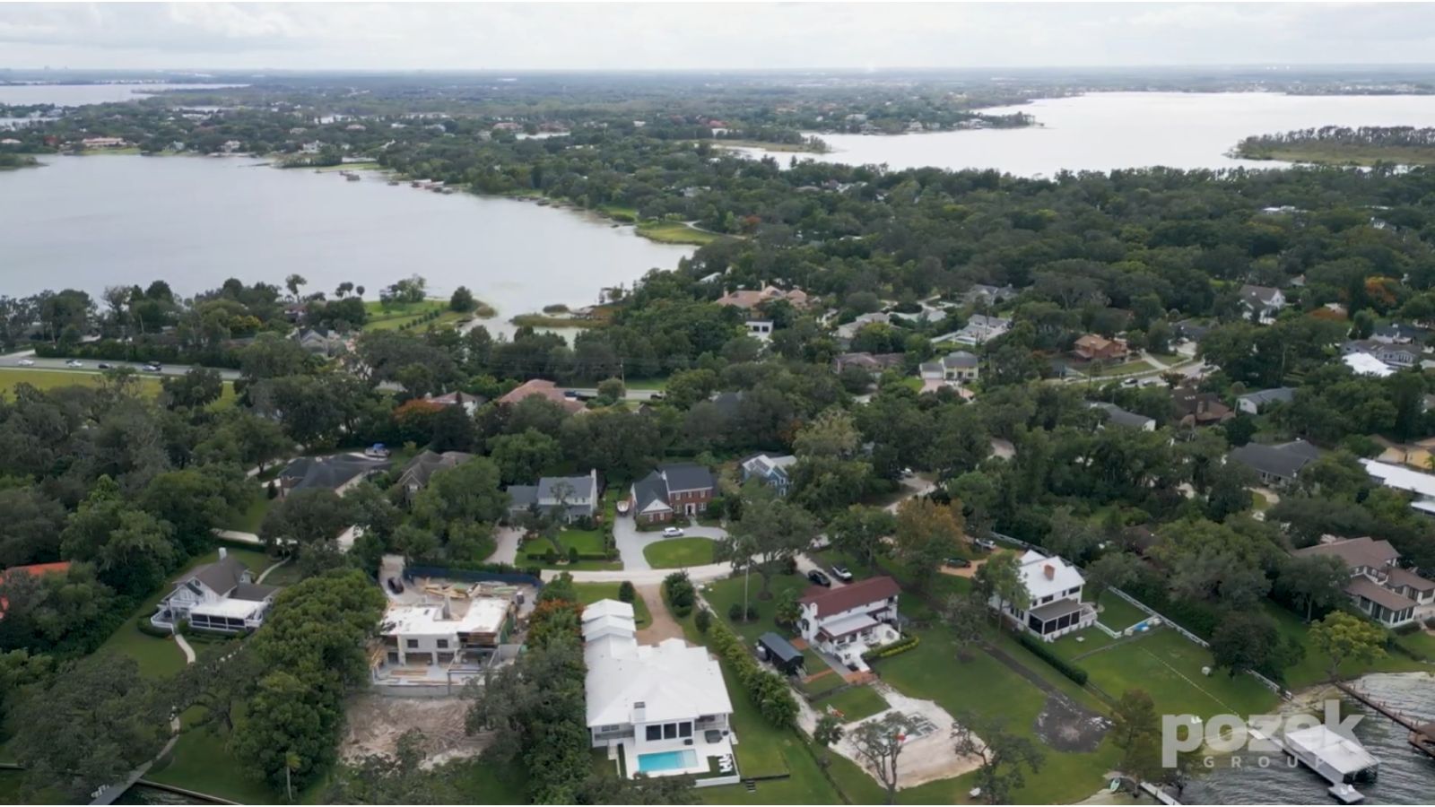 Aerial of Lake Butler Sound showing gated estates